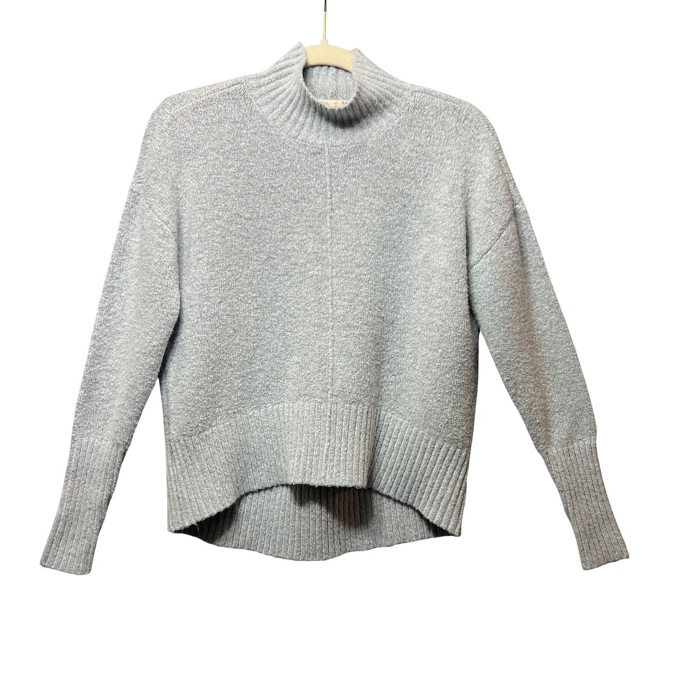 It's Our Time‎ Mock Neck Sweater Ribbed Trim Pullover Knitwear Gray Medium